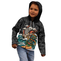 Personalized Japanese Koi Fish Ramen Kid Hoodie Tiki Surfing Wagara Hibiscus Pattern LT9 - Polynesian Pride