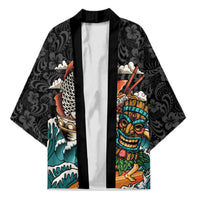 Personalized Japanese Koi Fish Ramen Kimono Tiki Surfing Wagara Hibiscus Pattern LT9 Unisex Black - Polynesian Pride