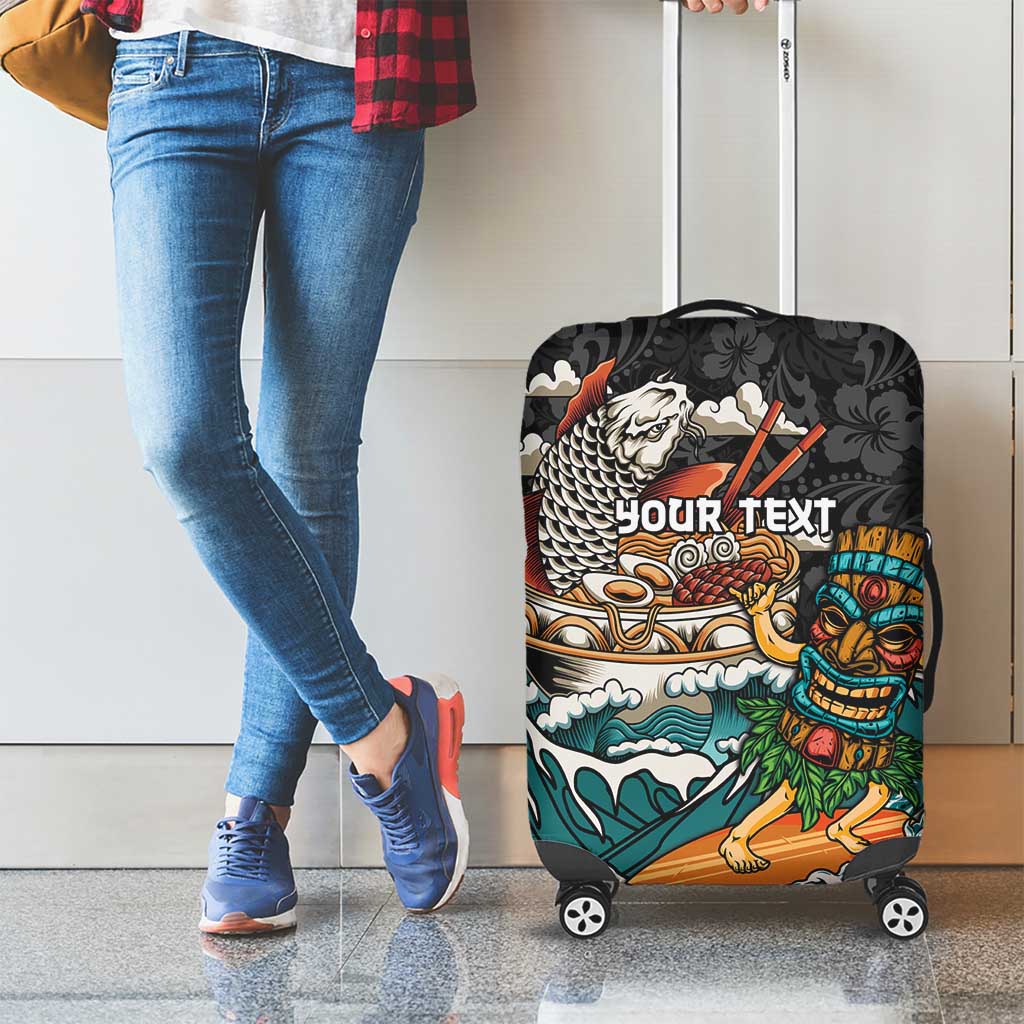 Personalized Japanese Koi Fish Ramen Luggage Cover Tiki Surfing Wagara Hibiscus Pattern LT9 - Polynesian Pride