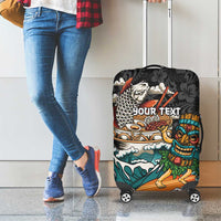 Personalized Japanese Koi Fish Ramen Luggage Cover Tiki Surfing Wagara Hibiscus Pattern LT9 - Polynesian Pride