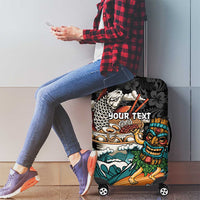 Personalized Japanese Koi Fish Ramen Luggage Cover Tiki Surfing Wagara Hibiscus Pattern LT9 - Polynesian Pride
