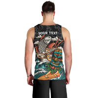 Personalized Japanese Koi Fish Ramen Men Tank Top Tiki Surfing Wagara Hibiscus Pattern LT9 - Polynesian Pride