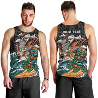 Personalized Japanese Koi Fish Ramen Men Tank Top Tiki Surfing Wagara Hibiscus Pattern LT9 - Polynesian Pride