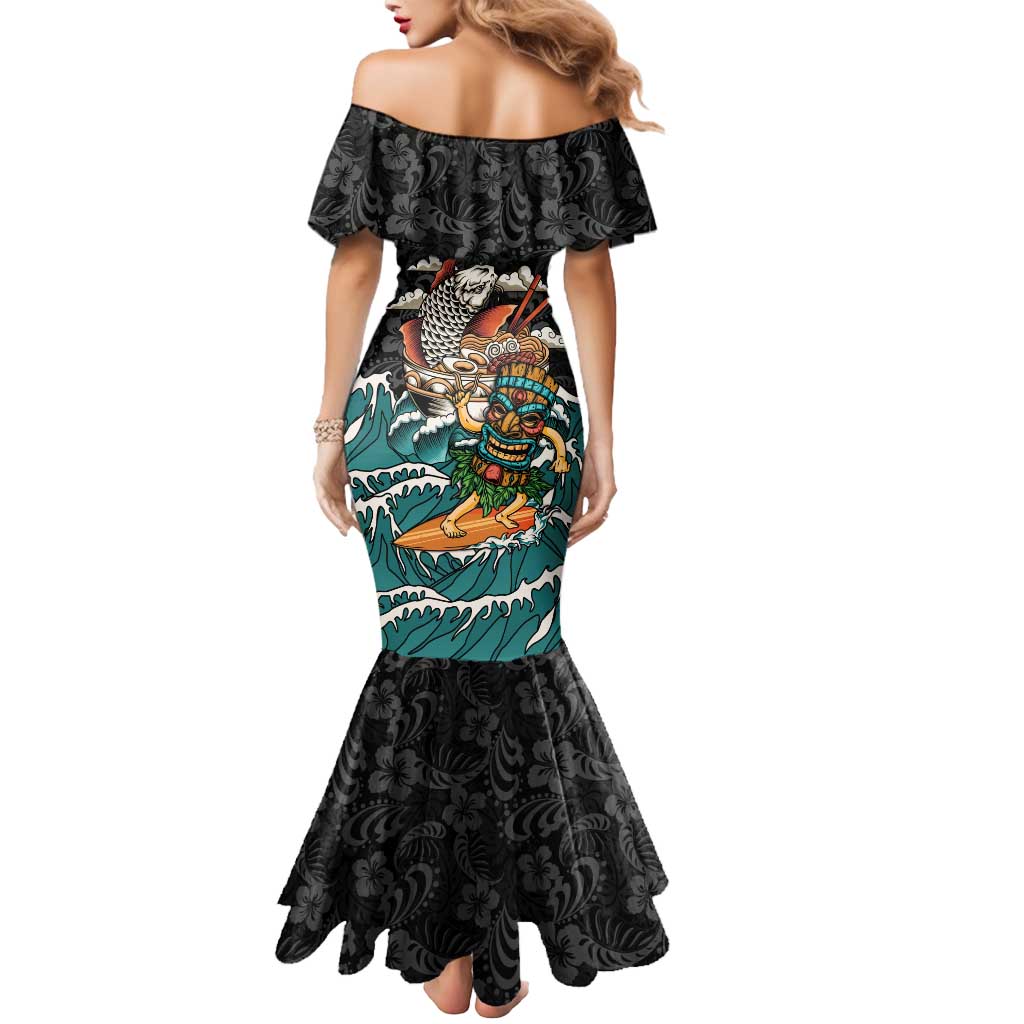 Personalized Japanese Koi Fish Ramen Mermaid Dress Tiki Surfing Wagara Hibiscus Pattern LT9 - Polynesian Pride