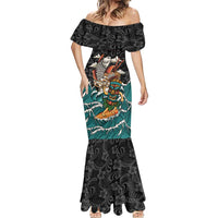 Personalized Japanese Koi Fish Ramen Mermaid Dress Tiki Surfing Wagara Hibiscus Pattern LT9 - Polynesian Pride