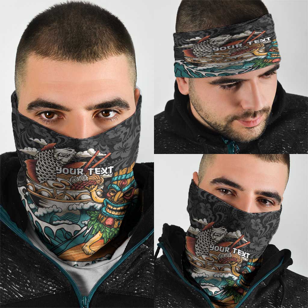 Personalized Japanese Koi Fish Ramen Neck Gaiter Tiki Surfing Wagara Hibiscus Pattern LT9 - Polynesian Pride