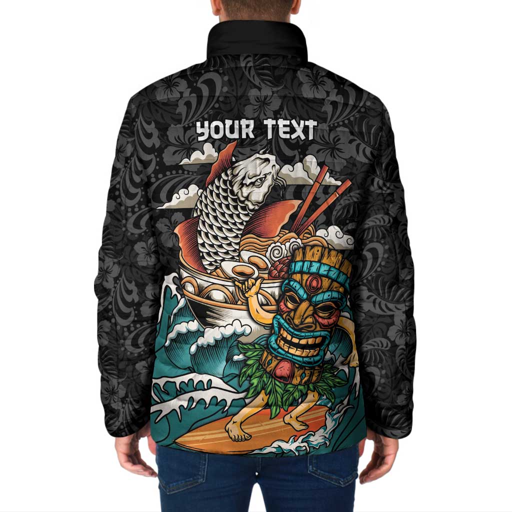 Personalized Japanese Koi Fish Ramen Padded Jacket Tiki Surfing Wagara Hibiscus Pattern LT9 - Polynesian Pride
