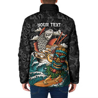 Personalized Japanese Koi Fish Ramen Padded Jacket Tiki Surfing Wagara Hibiscus Pattern LT9 - Polynesian Pride