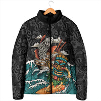 Personalized Japanese Koi Fish Ramen Padded Jacket Tiki Surfing Wagara Hibiscus Pattern LT9 - Polynesian Pride