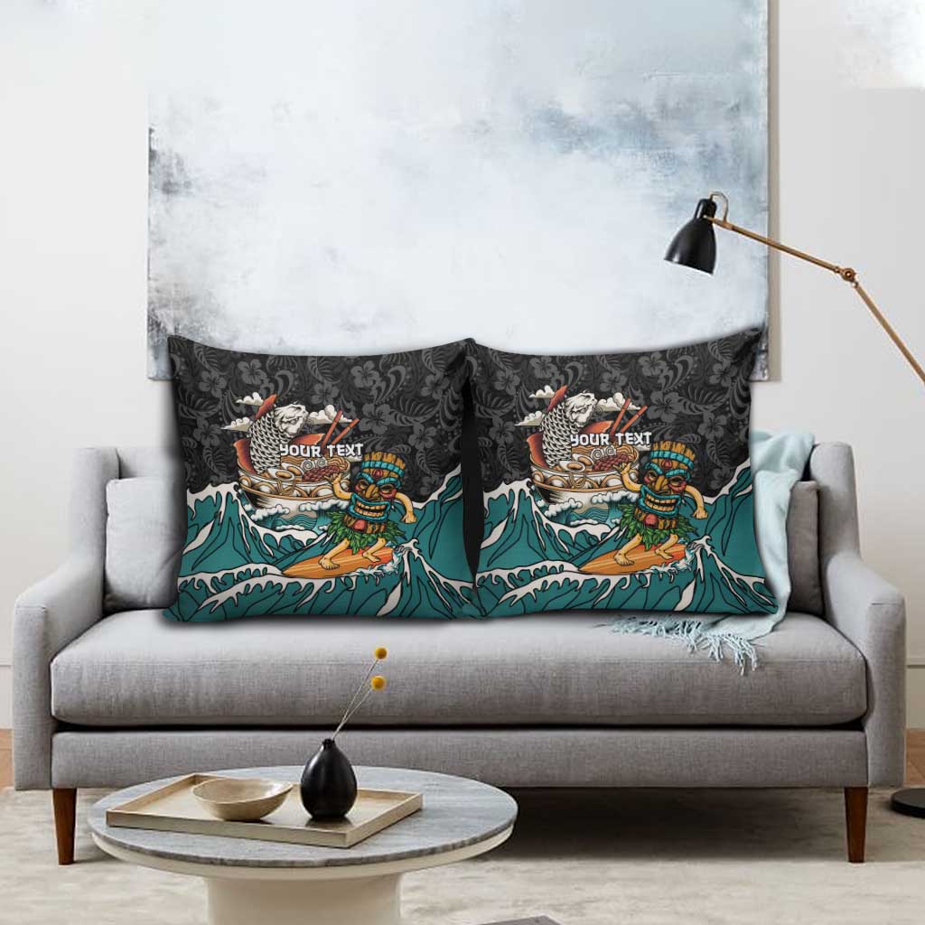 Personalized Japanese Koi Fish Ramen Pillow Cover Tiki Surfing Wagara Hibiscus Pattern LT9 - Polynesian Pride