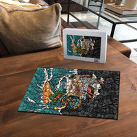 Personalized Japanese Koi Fish Ramen Puzzle Tiki Surfing Wagara Hibiscus Pattern LT9 - Polynesian Pride