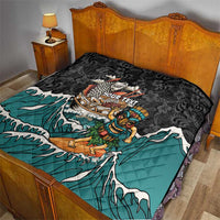 Personalized Japanese Koi Fish Ramen Quilt Tiki Surfing Wagara Hibiscus Pattern LT9 - Polynesian Pride