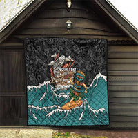 Personalized Japanese Koi Fish Ramen Quilt Tiki Surfing Wagara Hibiscus Pattern LT9 - Polynesian Pride