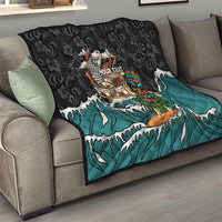 Personalized Japanese Koi Fish Ramen Quilt Tiki Surfing Wagara Hibiscus Pattern LT9 - Polynesian Pride