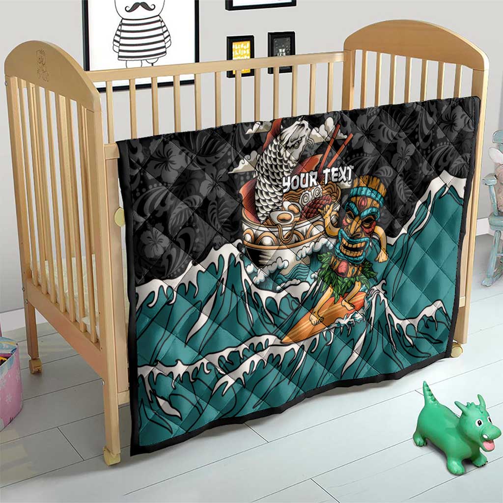 Personalized Japanese Koi Fish Ramen Quilt Tiki Surfing Wagara Hibiscus Pattern LT9 - Polynesian Pride