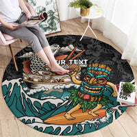 Personalized Japanese Koi Fish Ramen Round Carpet Tiki Surfing Wagara Hibiscus Pattern LT9 - Polynesian Pride