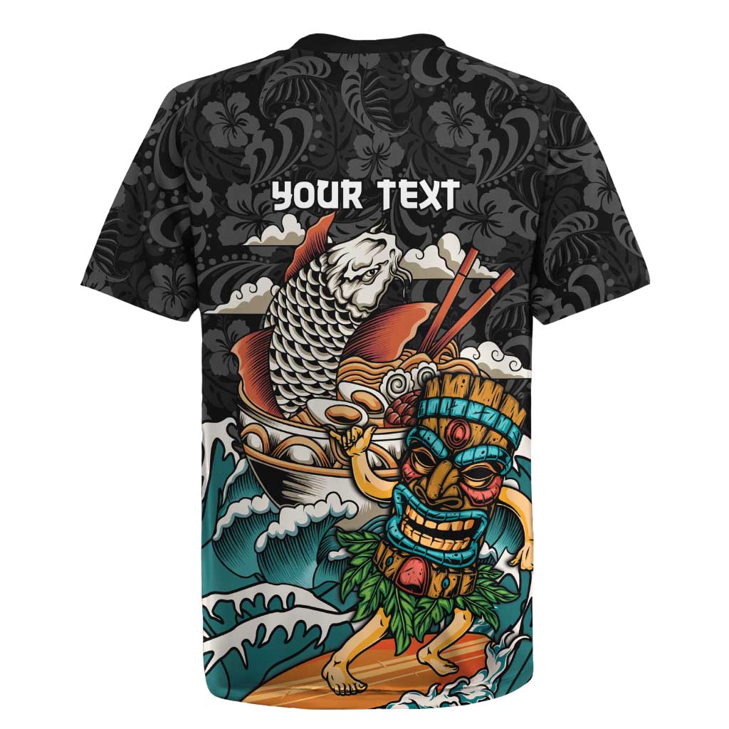Personalized Japanese Koi Fish Ramen Rugby Jersey Tiki Surfing Wagara Hibiscus Pattern LT9 - Polynesian Pride