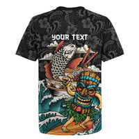 Personalized Japanese Koi Fish Ramen Rugby Jersey Tiki Surfing Wagara Hibiscus Pattern LT9 - Polynesian Pride