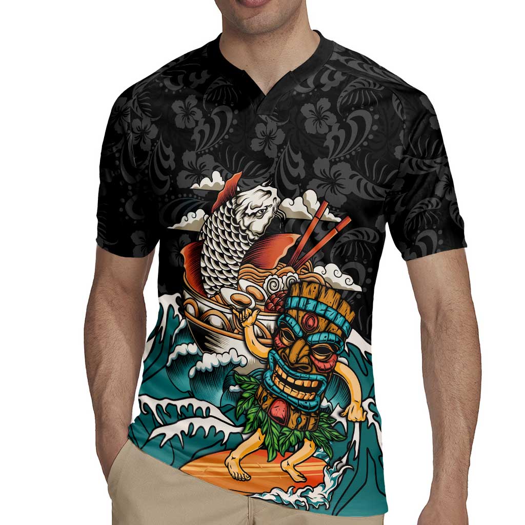 Personalized Japanese Koi Fish Ramen Rugby Jersey Tiki Surfing Wagara Hibiscus Pattern LT9 - Polynesian Pride