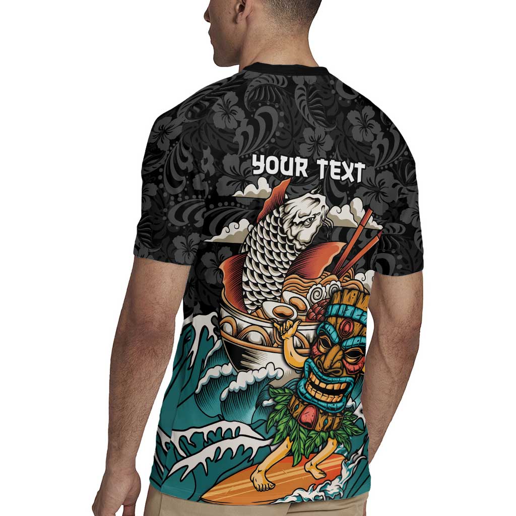 Personalized Japanese Koi Fish Ramen Rugby Jersey Tiki Surfing Wagara Hibiscus Pattern LT9 - Polynesian Pride