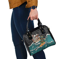 Personalized Japanese Koi Fish Ramen Shoulder Handbag Tiki Surfing Wagara Hibiscus Pattern LT9 - Polynesian Pride
