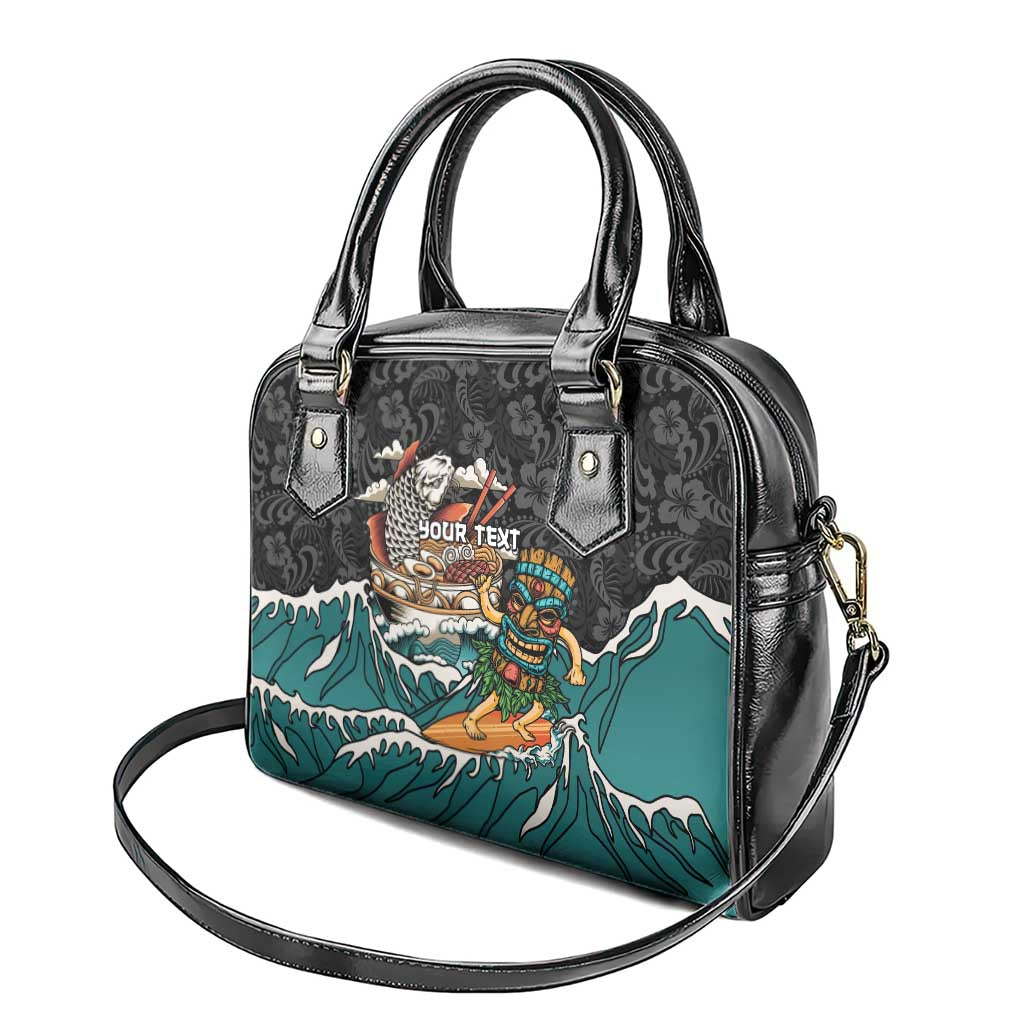 Personalized Japanese Koi Fish Ramen Shoulder Handbag Tiki Surfing Wagara Hibiscus Pattern LT9 - Polynesian Pride