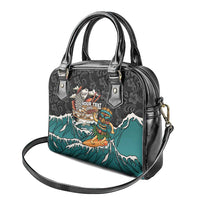 Personalized Japanese Koi Fish Ramen Shoulder Handbag Tiki Surfing Wagara Hibiscus Pattern LT9 - Polynesian Pride