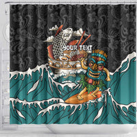 Personalized Japanese Koi Fish Ramen Shower Curtain Tiki Surfing Wagara Hibiscus Pattern LT9 - Polynesian Pride