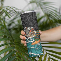 Personalized Japanese Koi Fish Ramen Skinny Tumbler Tiki Surfing Wagara Hibiscus Pattern LT9 - Polynesian Pride