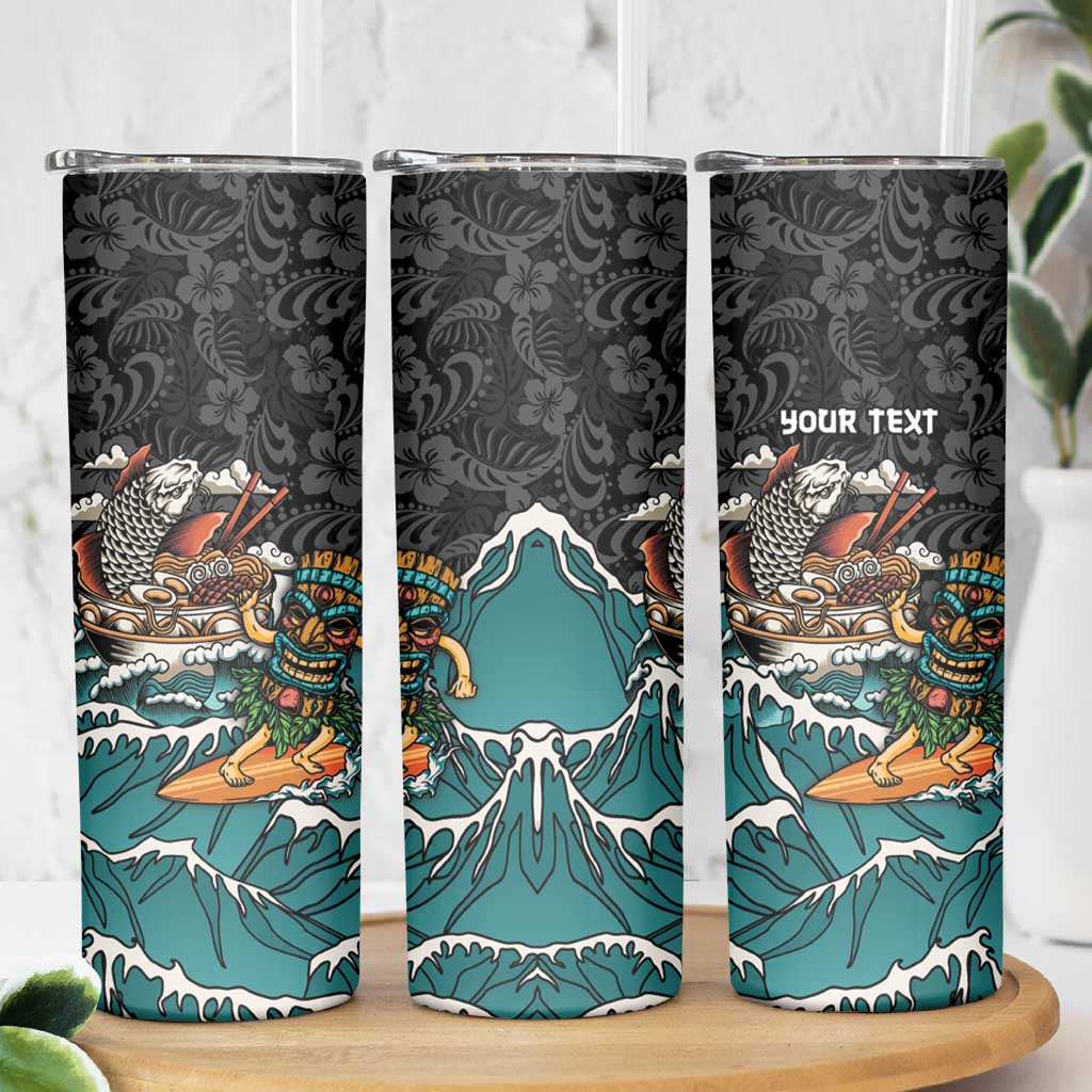 Personalized Japanese Koi Fish Ramen Skinny Tumbler Tiki Surfing Wagara Hibiscus Pattern LT9 - Polynesian Pride
