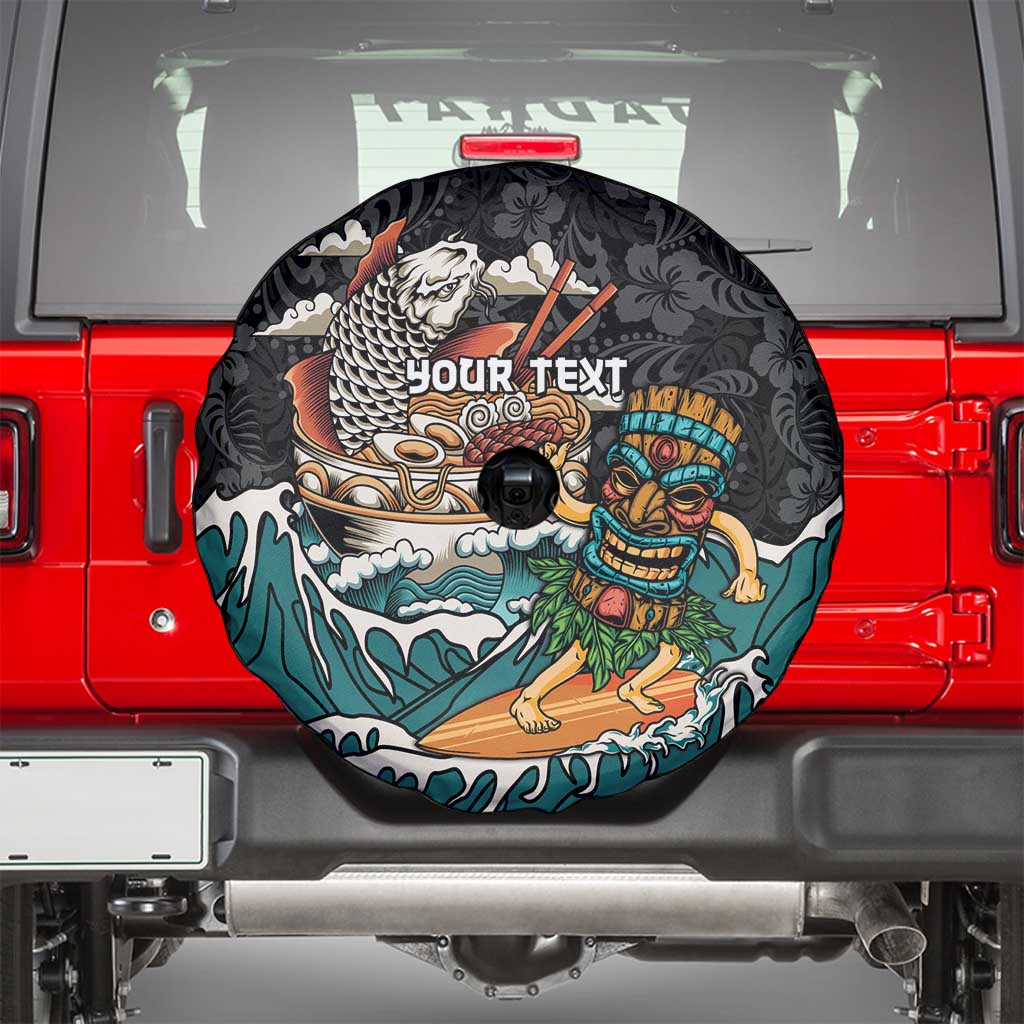 Personalized Japanese Koi Fish Ramen Spare Tire Cover Tiki Surfing Wagara Hibiscus Pattern LT9 - Polynesian Pride