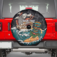 Personalized Japanese Koi Fish Ramen Spare Tire Cover Tiki Surfing Wagara Hibiscus Pattern LT9 - Polynesian Pride