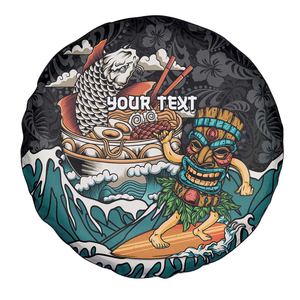 Personalized Japanese Koi Fish Ramen Spare Tire Cover Tiki Surfing Wagara Hibiscus Pattern LT9 - Polynesian Pride