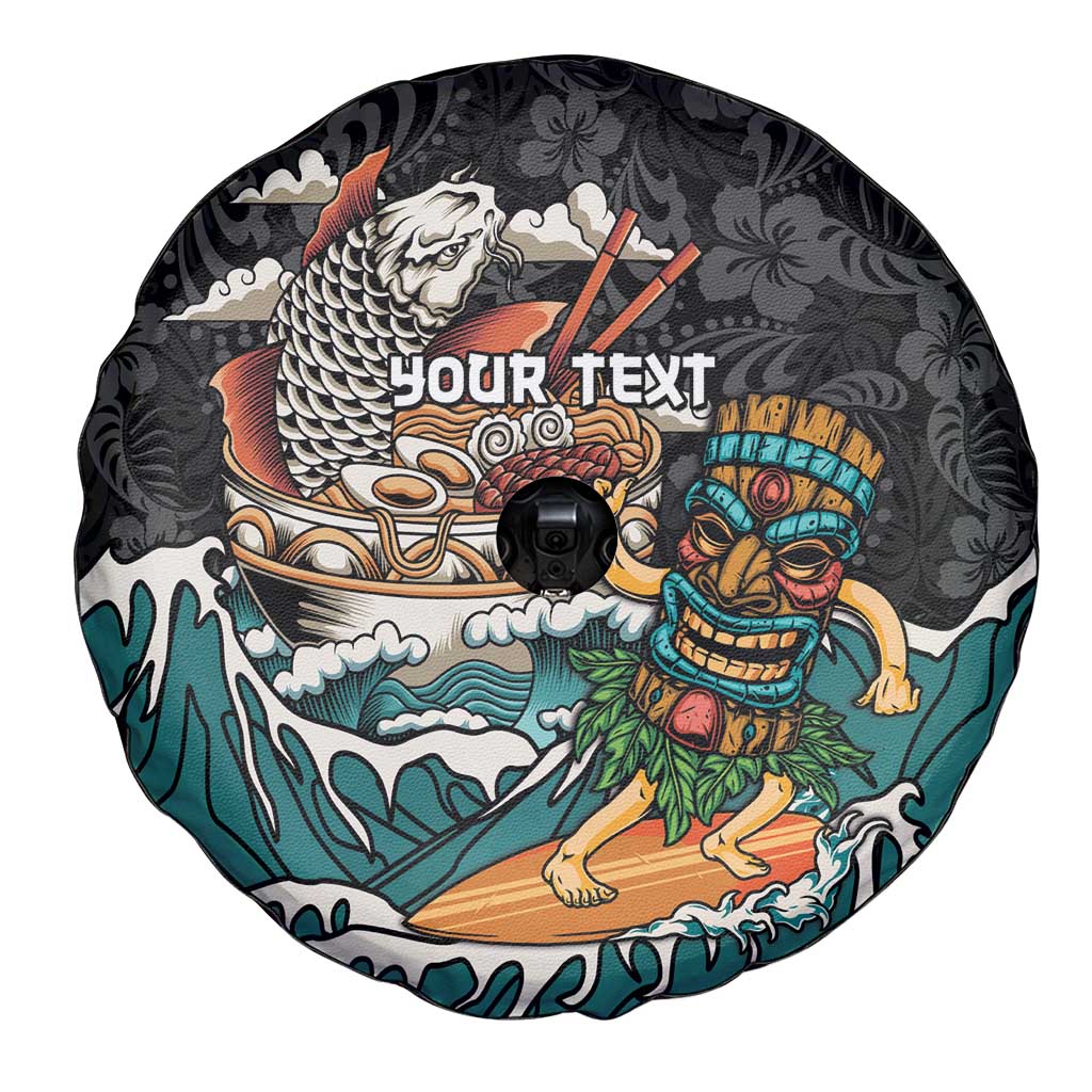 Personalized Japanese Koi Fish Ramen Spare Tire Cover Tiki Surfing Wagara Hibiscus Pattern LT9 - Polynesian Pride