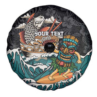 Personalized Japanese Koi Fish Ramen Spare Tire Cover Tiki Surfing Wagara Hibiscus Pattern LT9 - Polynesian Pride