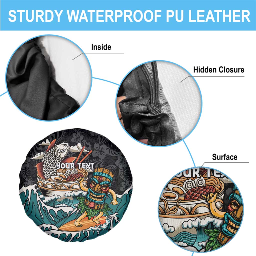 Personalized Japanese Koi Fish Ramen Spare Tire Cover Tiki Surfing Wagara Hibiscus Pattern LT9 - Polynesian Pride