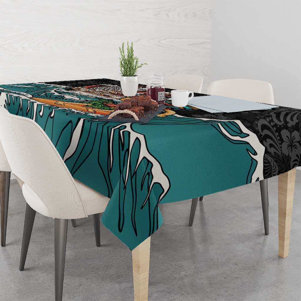 Personalized Japanese Koi Fish Ramen Tablecloth Tiki Surfing Wagara Hibiscus Pattern LT9 - Polynesian Pride