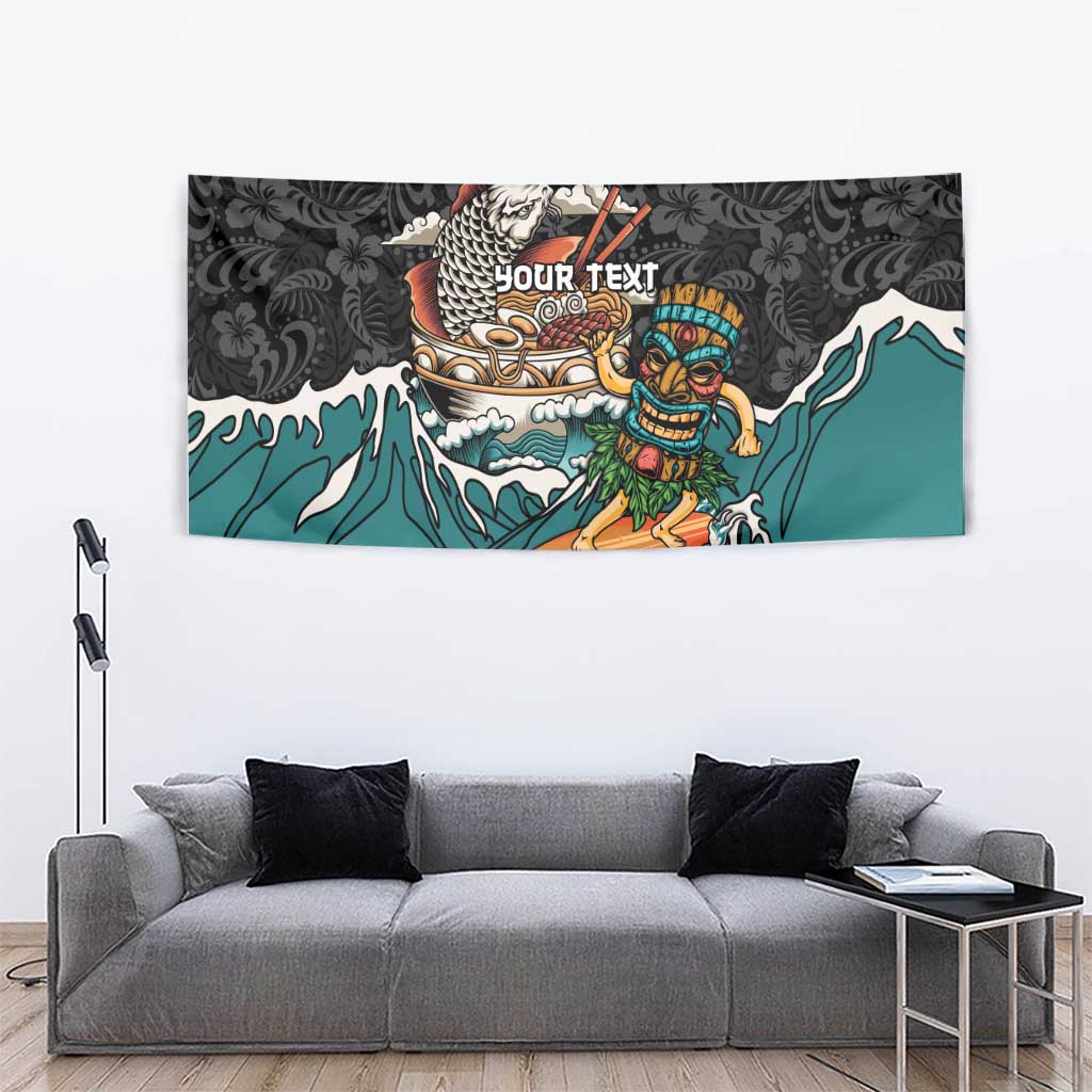 Personalized Japanese Koi Fish Ramen Tapestry Tiki Surfing Wagara Hibiscus Pattern LT9 - Polynesian Pride