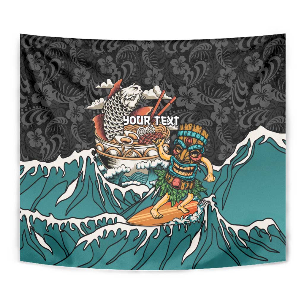 Personalized Japanese Koi Fish Ramen Tapestry Tiki Surfing Wagara Hibiscus Pattern LT9 - Polynesian Pride
