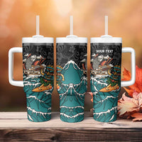 Personalized Japanese Koi Fish Ramen Tumbler With Handle Tiki Surfing Wagara Hibiscus Pattern LT9 - Polynesian Pride