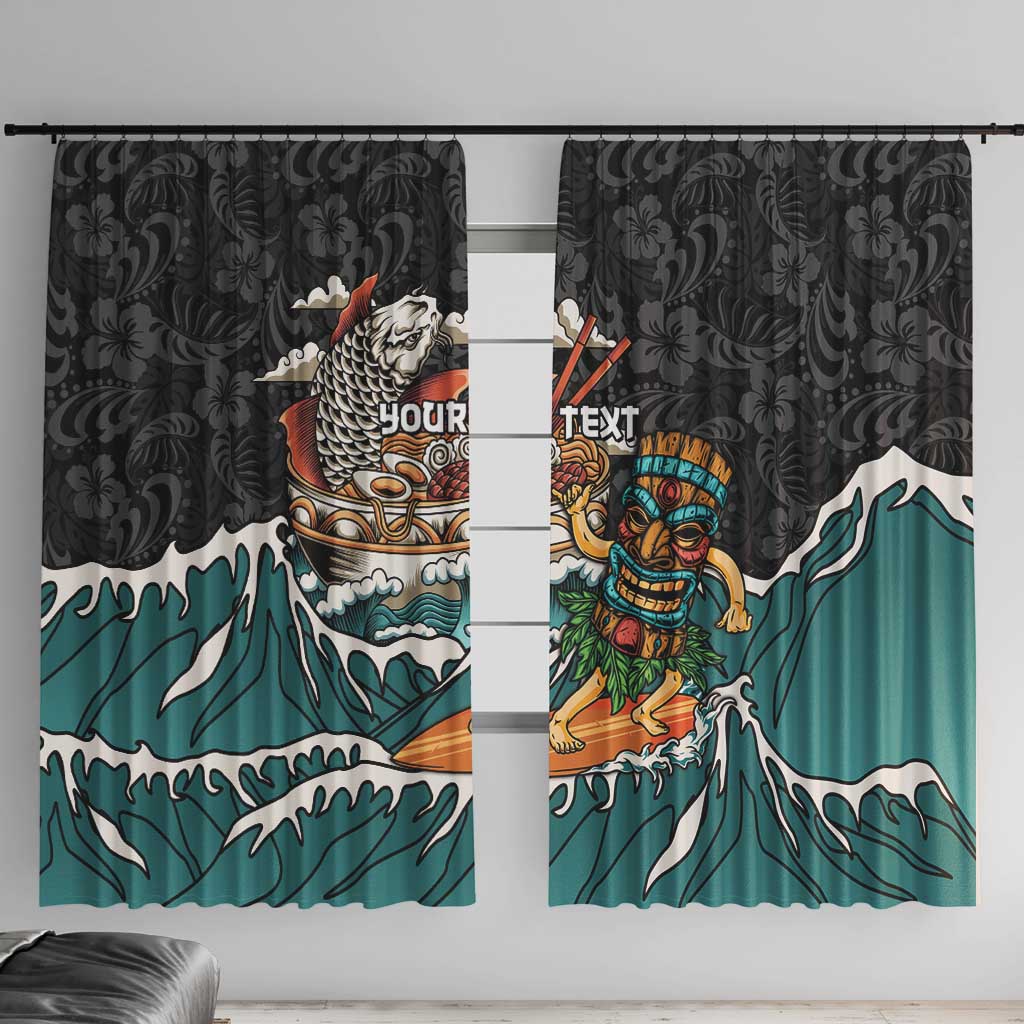 Personalized Japanese Koi Fish Ramen Window Curtain Tiki Surfing Wagara Hibiscus Pattern