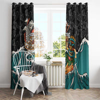 Personalized Japanese Koi Fish Ramen Window Curtain Tiki Surfing Wagara Hibiscus Pattern