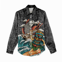 Personalized Japanese Koi Fish Ramen Women Casual Shirt Tiki Surfing Wagara Hibiscus Pattern LT9 - Polynesian Pride