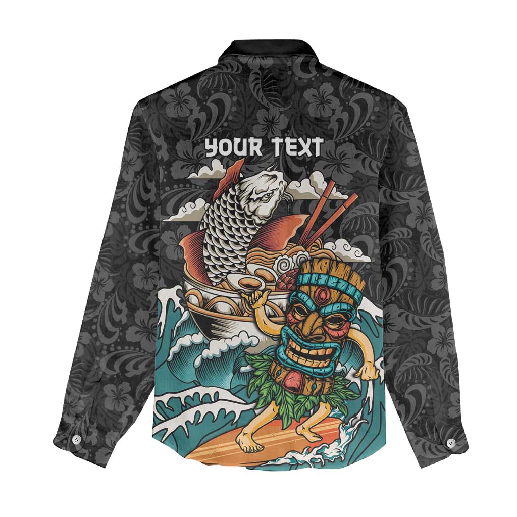 Personalized Japanese Koi Fish Ramen Women Casual Shirt Tiki Surfing Wagara Hibiscus Pattern LT9 - Polynesian Pride