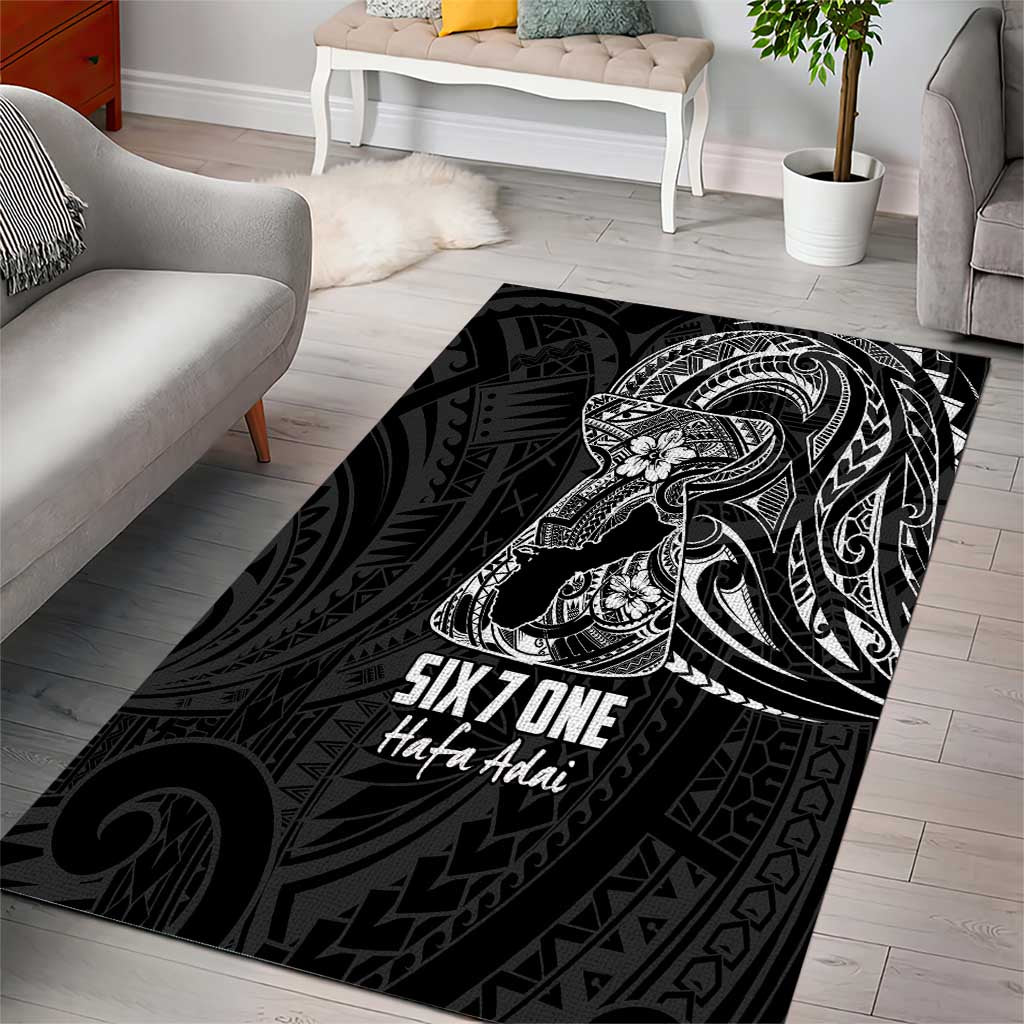 Black Guam Latte Stone Tribal Tattoo Area Rug Hafa Adai Six 7 One