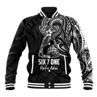 Black Guam Latte Stone Tribal Tattoo Baseball Jacket Hafa Adai Six 7 One