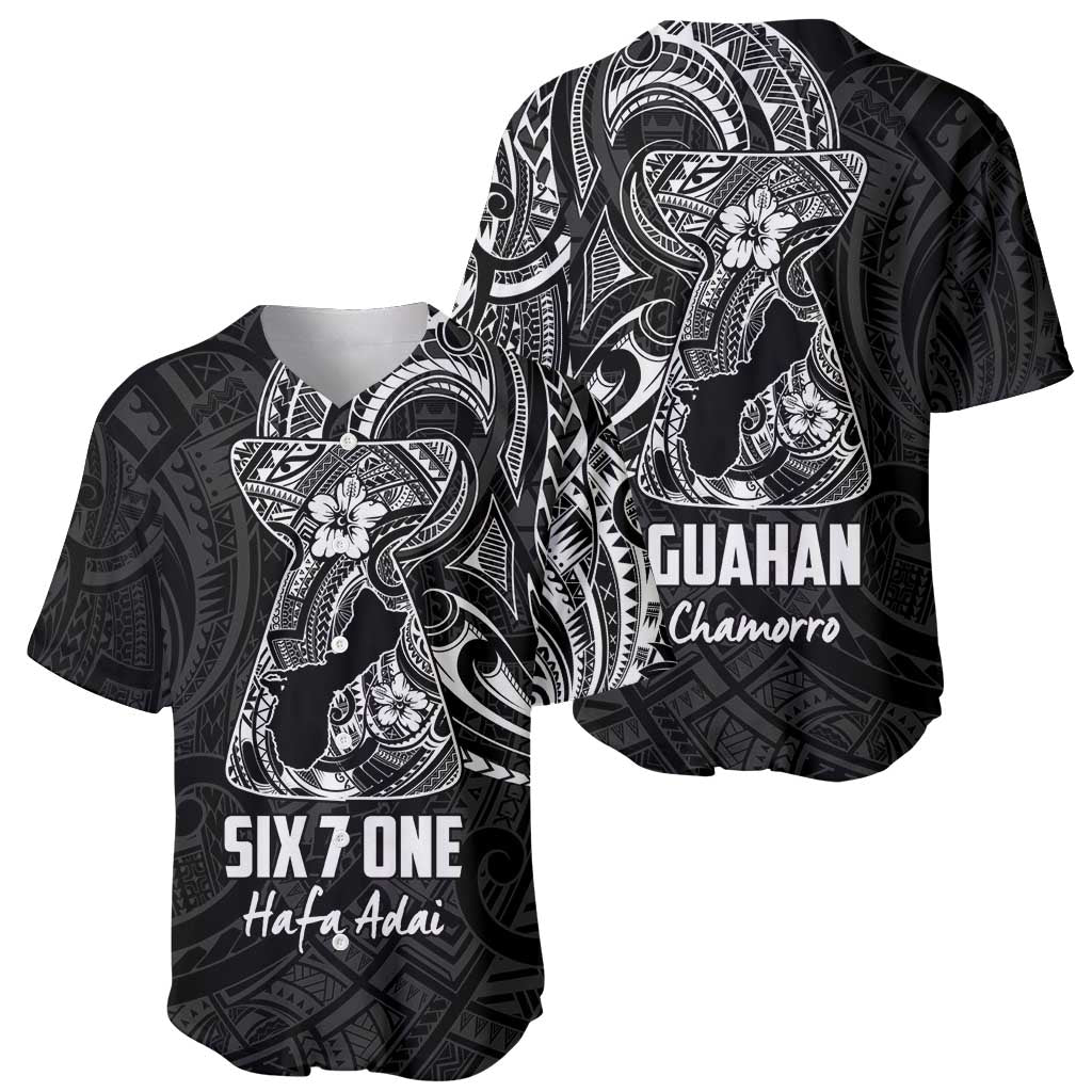 Black Guam Latte Stone Tribal Tattoo Baseball Jersey Hafa Adai Six 7 One
