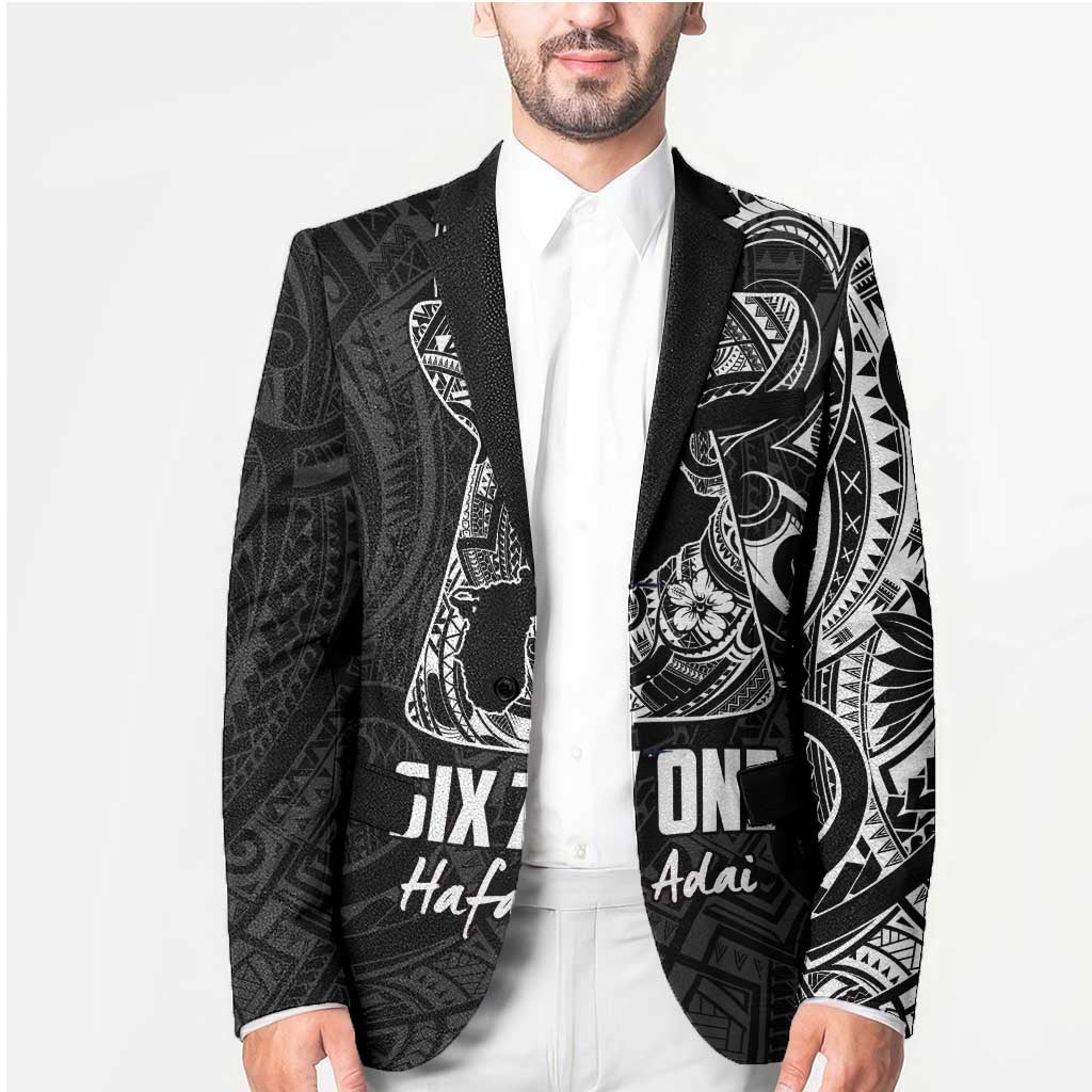 Black Guam Latte Stone Tribal Tattoo Blazer Hafa Adai Six 7 One - Polynesian Pride
