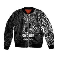 Black Guam Latte Stone Tribal Tattoo Bomber Jacket Hafa Adai Six 7 One