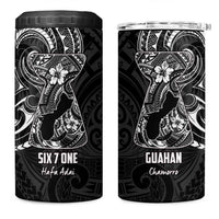 Black Guam Latte Stone Tribal Tattoo 4 in 1 Can Cooler Tumbler Hafa Adai Six 7 One